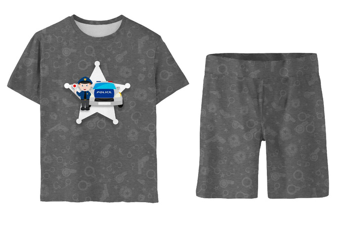 CHILDREN'S PAJAMAS "ADA" - POLICE OFFICER / dark grey - sewing set
