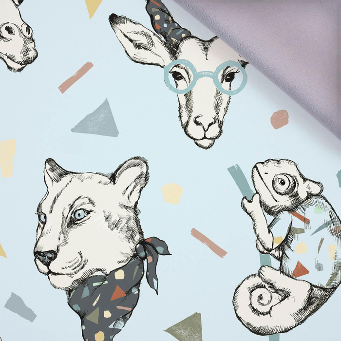100cm ANIMALS (urban jungle) / light blue - softshell