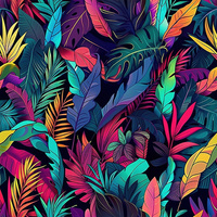COLORFUL LEAVES - dzianina drapana z elastanem ITY