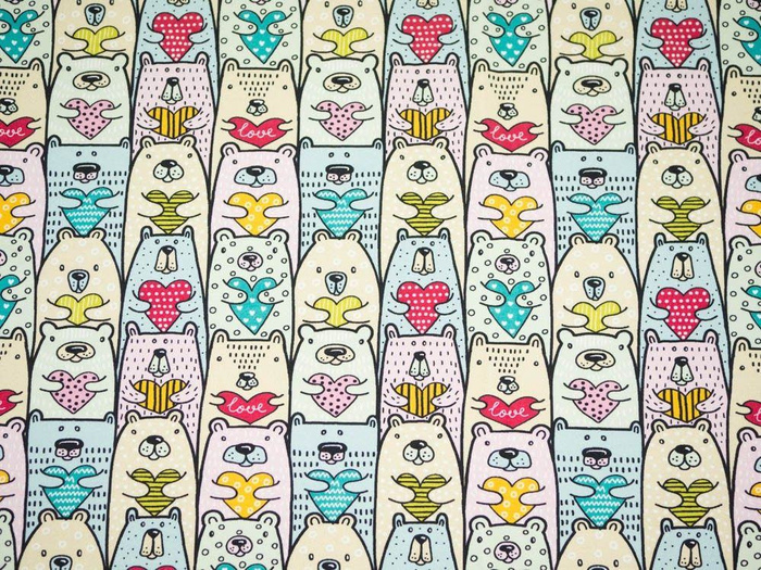 BEARS WITH HEARTS - Viscose jersey WE210