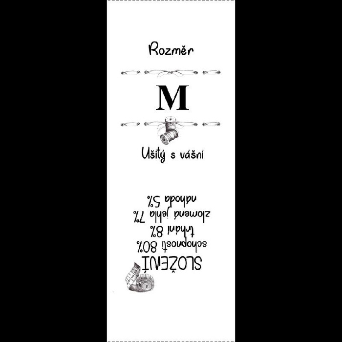 European care tag "CENTIMETER" CZ - 9 pcs set / Choice of sizes