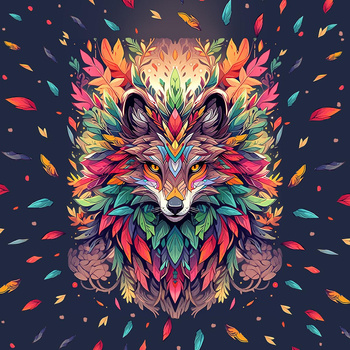 ANIMALS MANDALA wz.1 - panel (60cm x 50cm) dzianina drapana z elastanem ITY