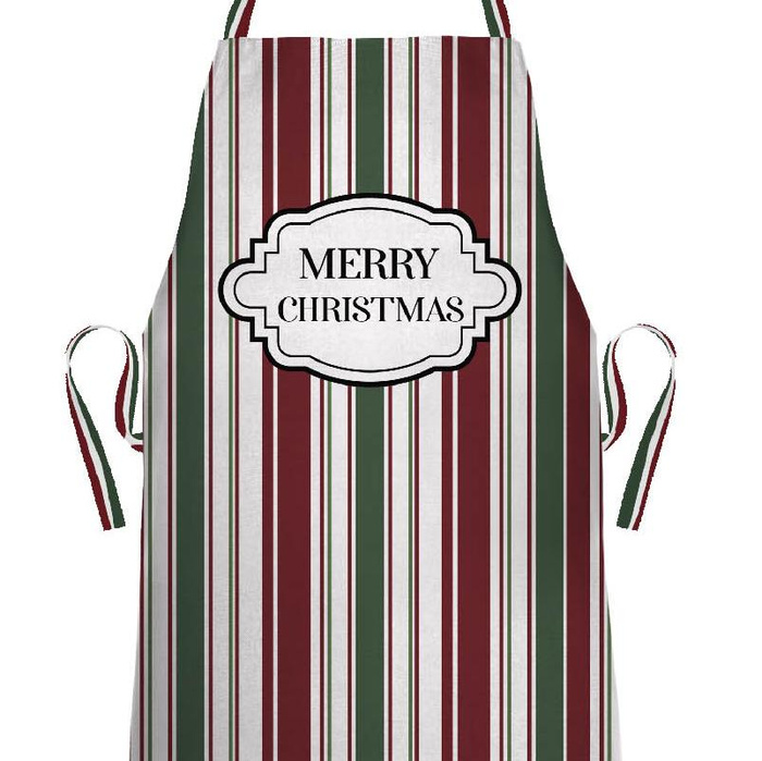 CHRISTMAS APRON - MERRY CHRISTMAS / stripes pat. 2