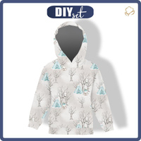 KID'S HOODIE (ALEX) - ANIMALS IN TIPI / TREES (MAGICAL CHRISTMAS FOREST) - sewing set