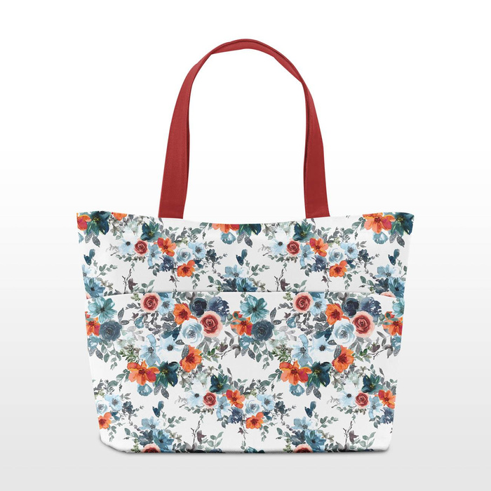 WATER-COLOR FLOWERS pat. 2 / white - single jersey with elastane 