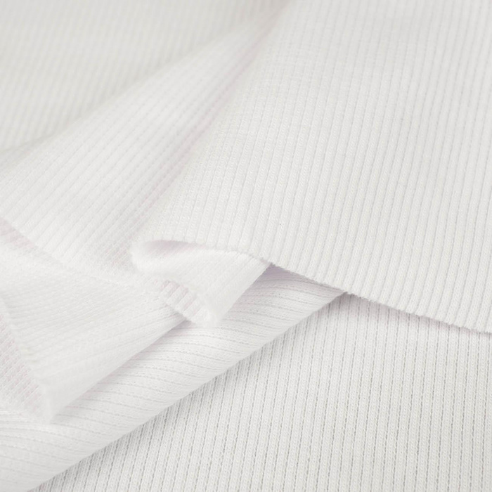 D-01 WHITE - Ribbed knit fabric
