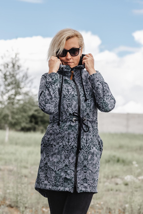 WOMEN'S PARKA (ANNA) - MAGIC DAMASCO pat. 1 (MAGIC SCHOOL) / grey - softshell