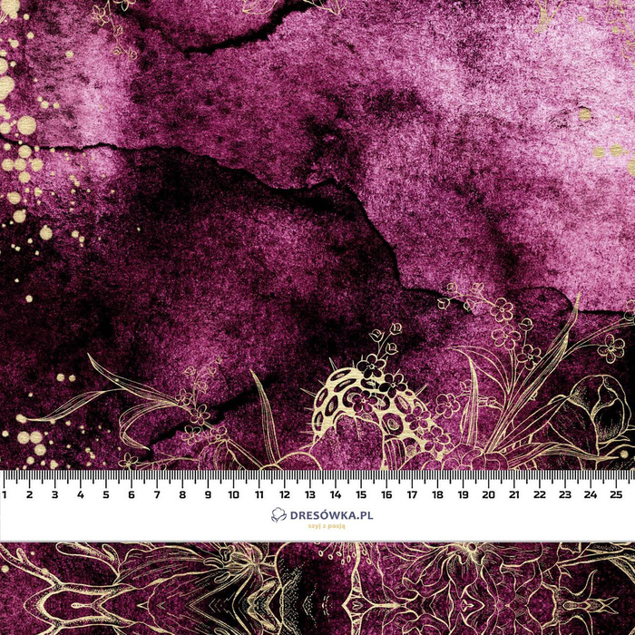 FLOWERS / golden contour Pat. 1  / WATERCOLOR MARBLE - Nylon fabric Pumi