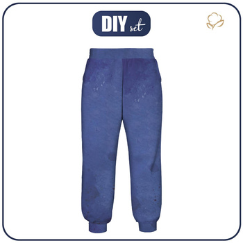 JOGGERY DZIECIĘCE (ROBIN) - BLUE HEDGEHOG - zestaw do uszycia (146/152)