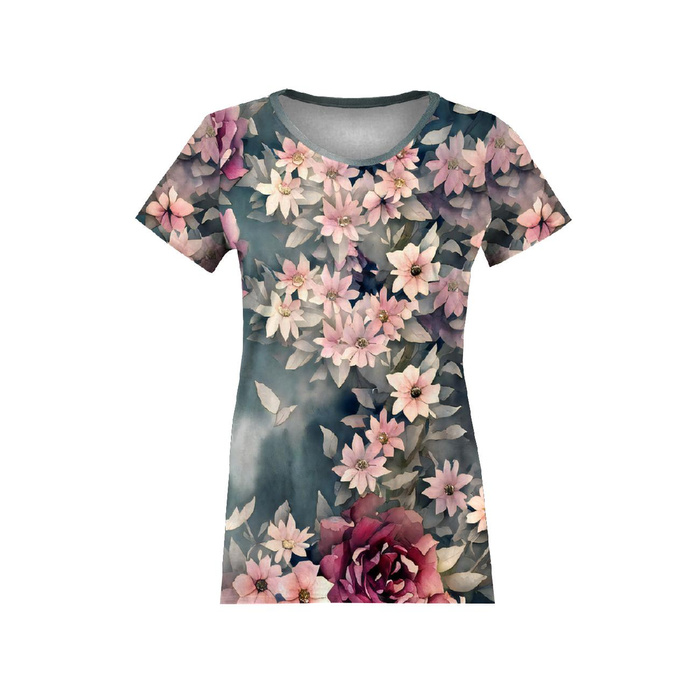 T-SHIRT DAMSKI - VINTAGE FLOWERS wz. 1 - zestaw do uszycia XXXL