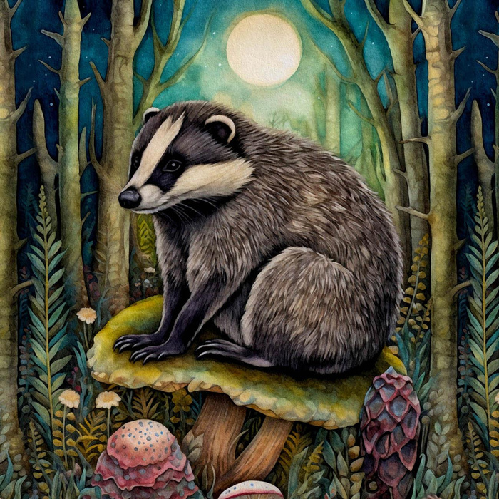 BOHO BADGER - panel (75cm x 80cm) SINGLE JERSEY PANEL