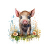 WATERCOLOR PIGGY - Paneel (60cm x 50cm) Wasserabweisende Webware