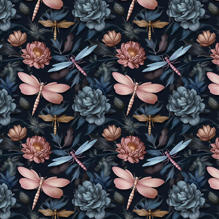 Butterfly & Flowers wz.3- Slub Weave