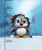 HAPPY PENGUIN - PANEL (60cm x 50cm) dzianina drapana z elastanem ITY