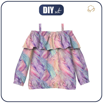 Bardot neckline blouse (VIKI) - PIÓRKA WZ. 1 - sewing set - 98-104