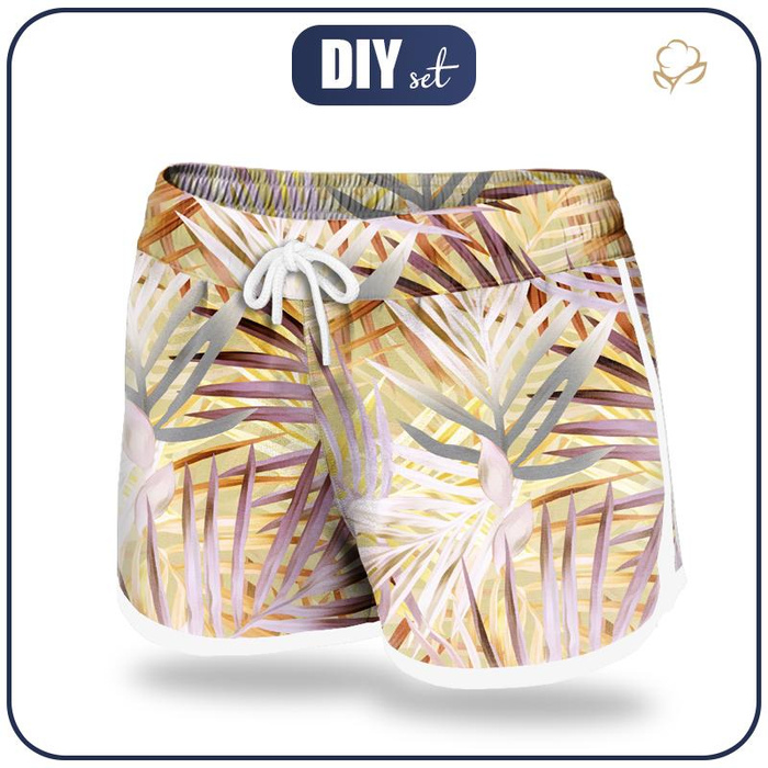 Women’s boardshorts - PALM LEAVES pat. 2 (gold) L