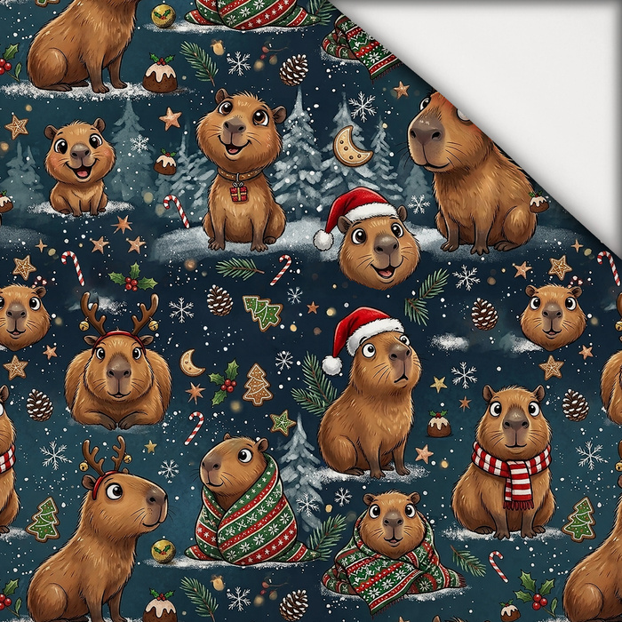 CHRISTMAS CAPYBARA - leichte Maschenware angeraut