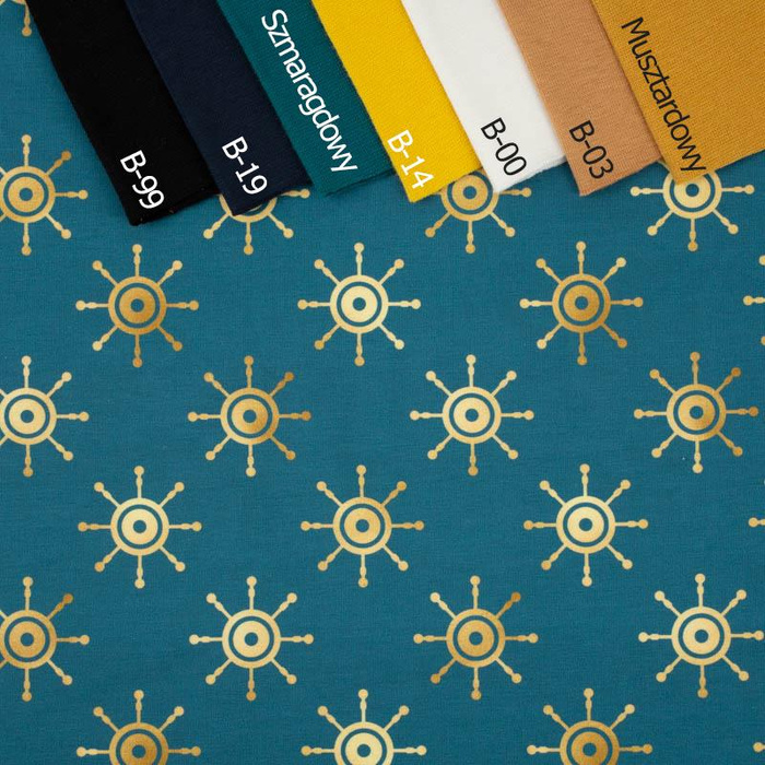 GOLDENE STEUERRÄDER (GOLDENER OZEAN) / marine - Baumwoll Webware