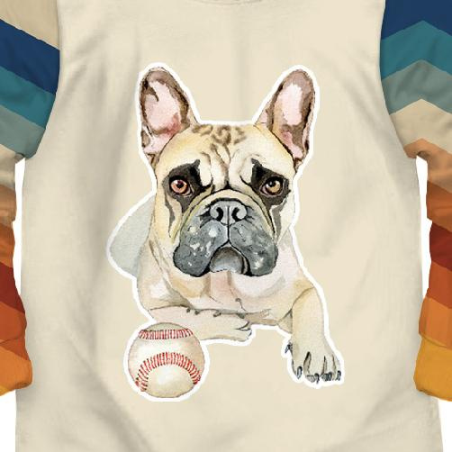 KINDERPYJAMAS "MIKI" - BULLDOG / STREIFEN - Elastische Baumwoll Maschenware (86/92)