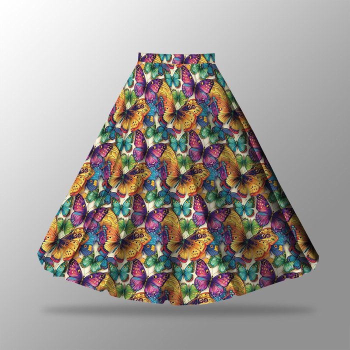Skirt panel "MAXI" - crepe/ Butterfly & flowers wz.17