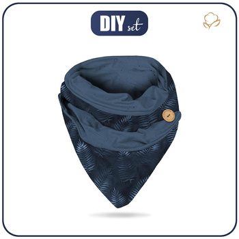 KNOPFSCHAL - BLUE LEAVES M. 2 - Nähset