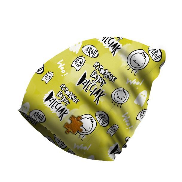 "Beanie" cap - POTWORNIE FAJNY DZIECIAK / YELLOW (SCHOOL DRAWINGS) 51-53
