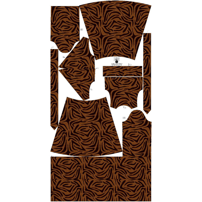 UMSCHLAG KLEID MIT RÜSCHEN (ABELLA) - ZEBRA m. 2 / braun - Nähset M