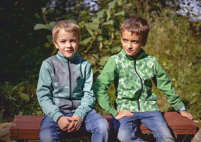 DZIECIĘCA BLUZA SPORTOWA (MAX) - KONSTELACJE wz. 2 (GALAKTYCZNE ZWIERZĘTA) / navy - dzianina funkcyjna (134/140)