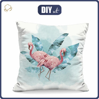 PILLOW 45X45 - FLAMINGOS Pat. 2 - Cotton woven fabric - sewing set