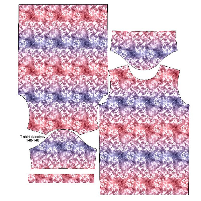 KID’S T-SHIRT- BATIK pat. 1 / purple-pink - single jersey (140-146)