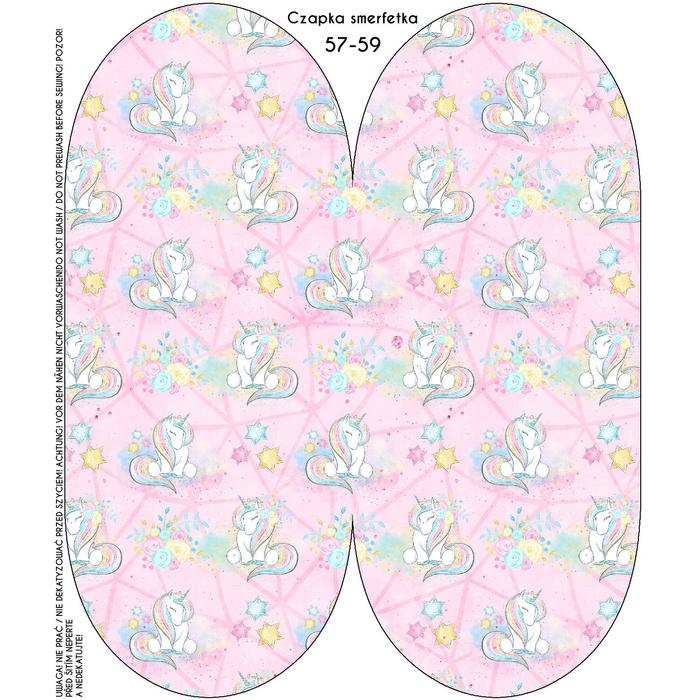 "Beanie" cap  54-56 - UNICORNS AND FLOWERS pat. 2 (WONDERLAND)
