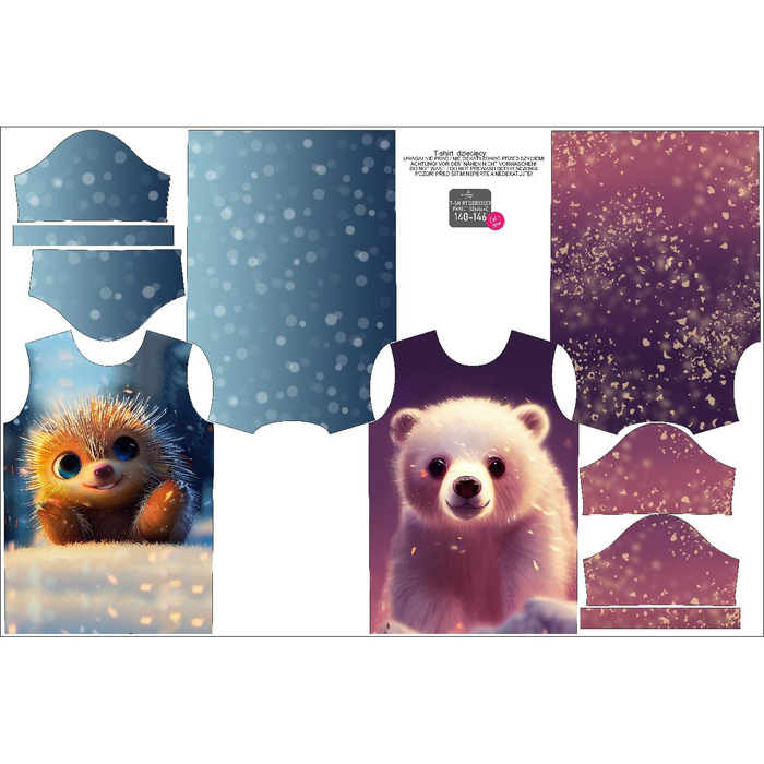 2-PACK - KID’S T-SHIRT - ANIMATED ANIMALS pat. 1 - sewing set (92/98)