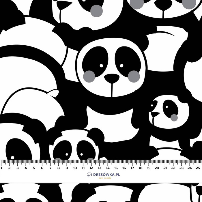 PANDAS / grey - looped knit fabric