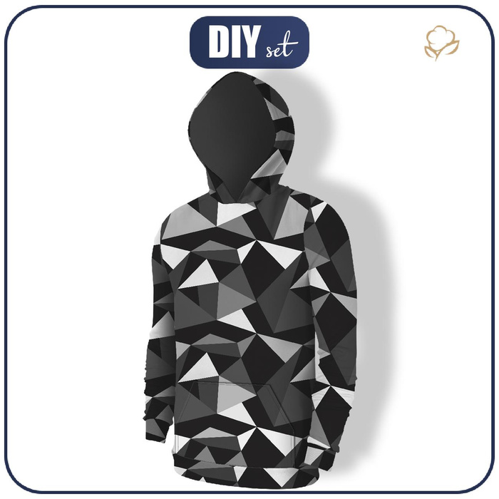 HERREN HOODIE (COLORADO) - EIS MS. 2 / schwarz - weiß - Nähset XS