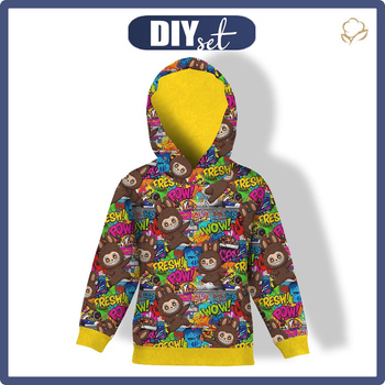 KID'S HOODIE (ALEX) - CREEPY CUTE WZ.4 - looped knit fabric (122/128)
