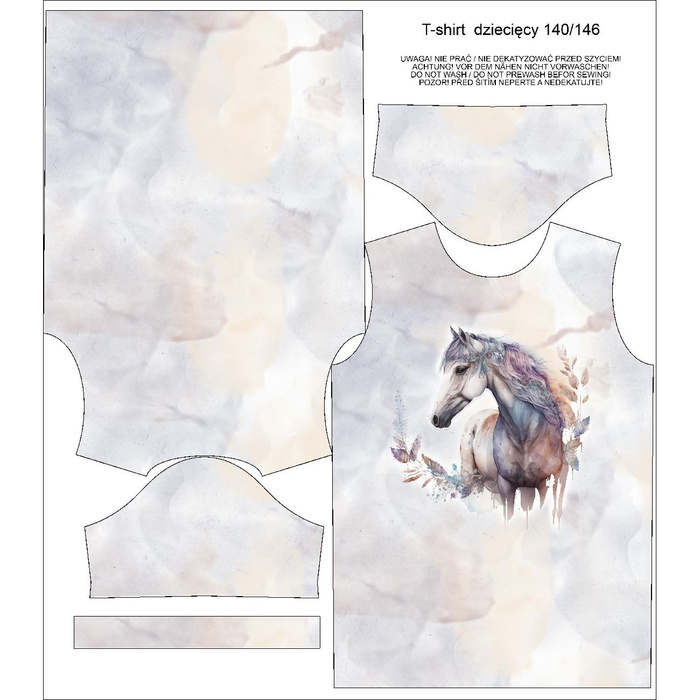 T-SHIRT DZIECIĘCY - WATERCOLOR HORSE - zestaw do uszycia (104/110)