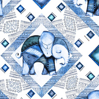 INDIE CHARM / blue - Cotton woven fabric