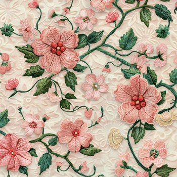 FLOWERS 3D M. 5 - Baumwoll Musselin