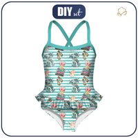 Girl's swimsuit - SUMMER FASHION / STRIPES - 110-116