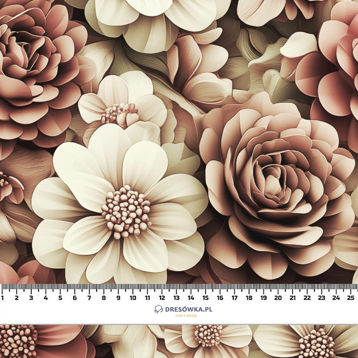 FLOWERS WZ.3/ Mocha Mousse  - dresówka pętelkowa