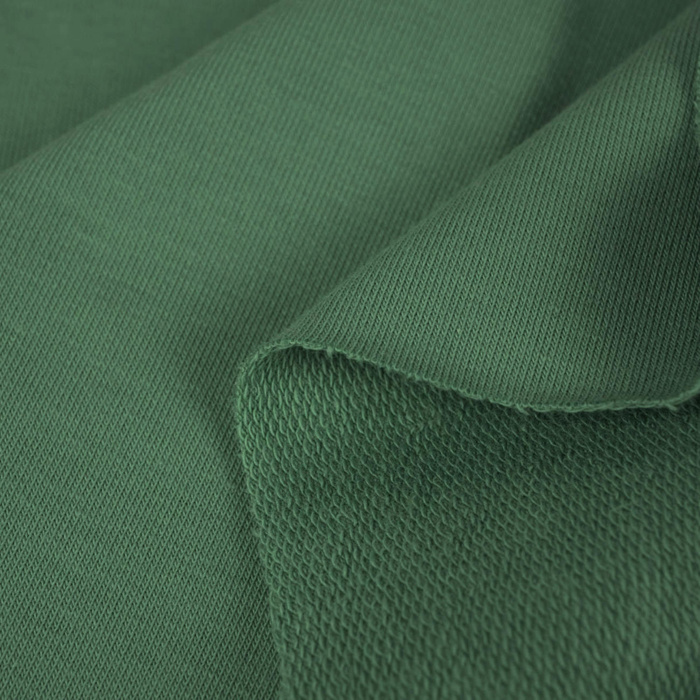 D-068 TMAVĚ ZELENÁ- teplákovina s elastanem PE260