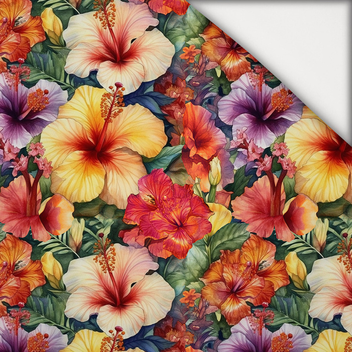 FLOWERS PAPAYA ORANGE WZ. 3 - lehký, česaný úplet