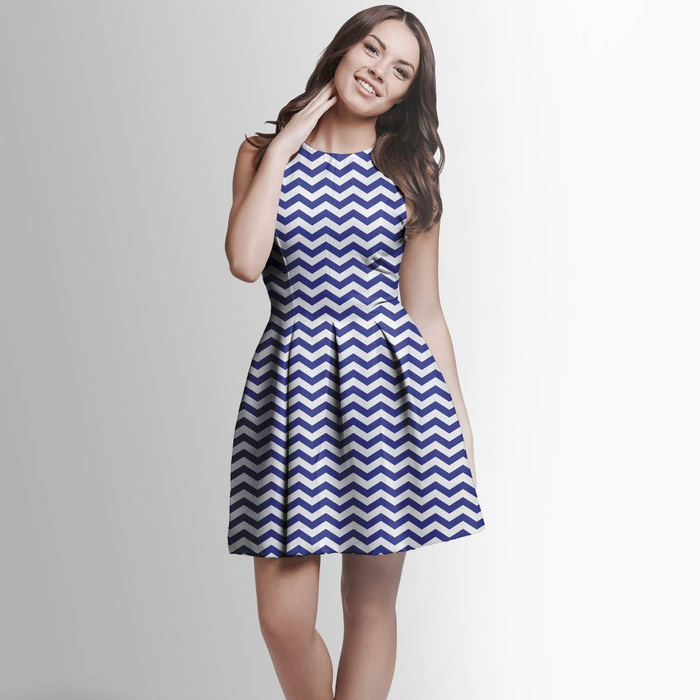 ZIGZAGS / blue - Waterproof woven fabric