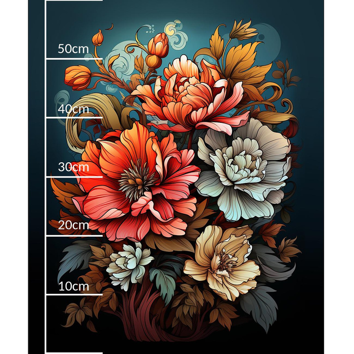 BOUQUET OF FLOWERS WZ.5 - panel (60cm x 50cm)- single jersey s elastanem ITY