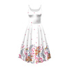 DRESS "ISABELLE" - FLOWERS (pat. 7) / white - sewing set