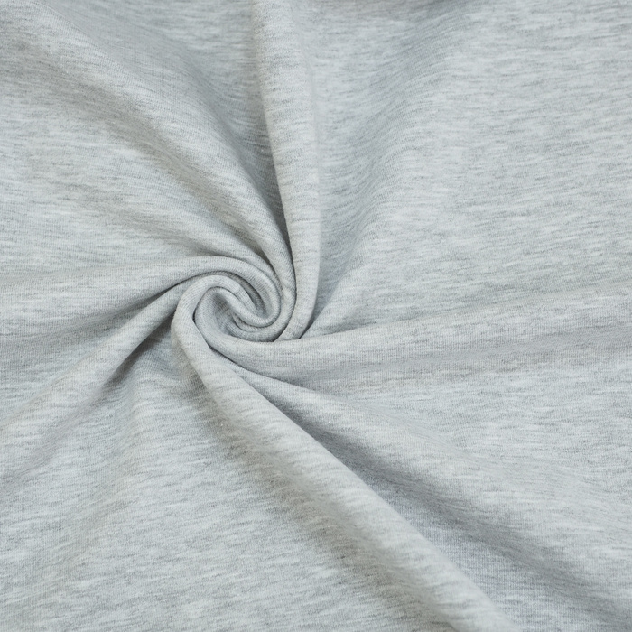 50CM Baumwolle Wintersweat angeraut mit Elastan 250g - MELANGE HELLGRAU