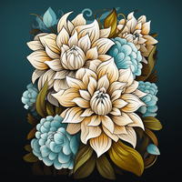 BOUQUET OF FLOWERS WZ.4 - Panel (75cm x 80cm) teplákovina s elastanem ITY