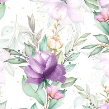 PURPLE MAGNOLIAS - Cotton muslin