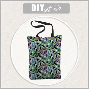 SHOPPER TASCHE - MINI BLÄTTER UND INSEKTEN MS.1 (TROPISCHE NATUR) / schwarz - Wasserabweisende Webware - Nähset
