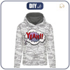 BLUZA DAMSKA (POLA) CLASSIC Z KAPTUREM - KOMIKS / yeah (fioletowo - czerwony) - dzianina pętelkowa XL